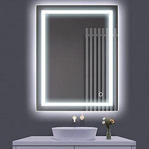 LED badkamerspiegel, Wandspiegel, 22W + koelwit + aanraakschakelaar, IP67 (60 * 80cm)