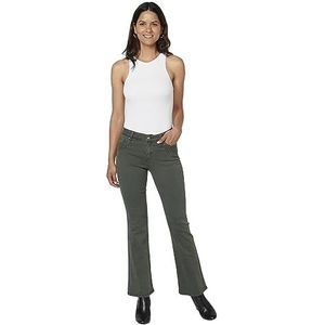 Koroshi Lange broek voor dames, straigth met geborduurde details, kaki, Groen, 36