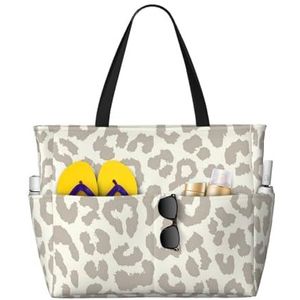 HDTVTV Bruine patroon luipaard, grote strandtas schoudertas voor dames - draagtas handtas met handgrepen, zoals afgebeeld, Eén maat