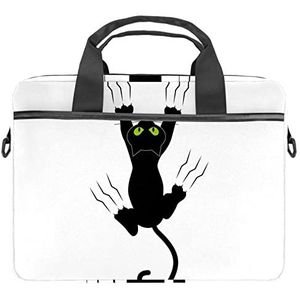 Zwarte Kat Grijpen Met Klauwen Laptop Schouder Messenger Bag Crossbody Aktetas Messenger Sleeve Voor 13 13.3 14.5 Inch Laptop Tablet Beschermen Tote Bag Case, Meerkleurig, 11x14.5x1.2in /28x36.8x3 cm