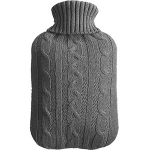 Warmwaterkruik, 2 stuks, 2 l, grote gebreide warmwaterzakhoes, warmwaterzak, warmwaterzak, warmwaterkruikhoes, warmwaterzak, warmwaterzak, warmwaterzak (donkergrijs)
