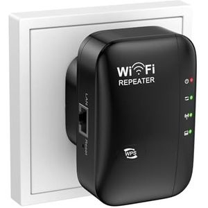 Wifi-versterker, WLAN-repeater 300 Mbit/s 2,4 GHz, wifi-versterker met repeater/AP-modus, WLAN-extender met ethernet-verbinding, internetversterker tot 5000 sq.ft en alle