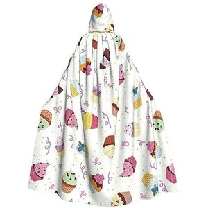 NEZIH Heerlijke Cupcakes Hooded Mantel Voor Volwassenen, Carnaval Heks Cosplay Gewaad Kostuum, Carnaval Feestbenodigdheden, 190cm
