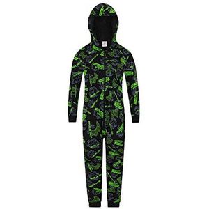 ThePyjamaFactory Gaming Mode Geactiveerde Gaming Sleepsuit voor jongens, Groen, 9-10 jaar