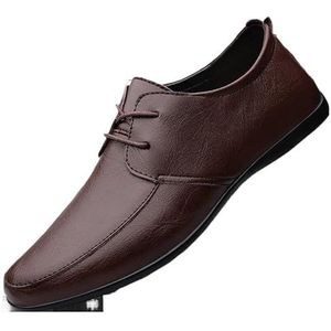 Oxford schoenen for heren met veters, ronde neus, effen kleur, veganistisch leer, antislip, antislip rubberen zool, antislip lage top, bruiloft (Color : Brown, Size : 44 EU)