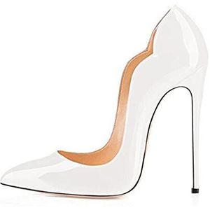 TABKER Sandalen met hak Damesschoenen met hoge hakken Slanke schoenen met hoge hakken sexy feestschoenen voor dames (kleur: wit, maat: 11,5)
