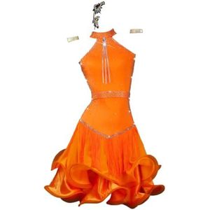 Yhwacyznm Professionele Latijns Amerikaanse dansjurken Dansoutfit voor rumba Dames rugloze ballroom salsawedstrijdrok Tango performancekleding met riem Slim fit,B,L