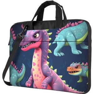 Monster Dinosaurus Laptop Schoudertas Draagbare Laptop Tas Laptop Case Crossbody Aktetas w/Strap Handvat, Zwart, 14 inch