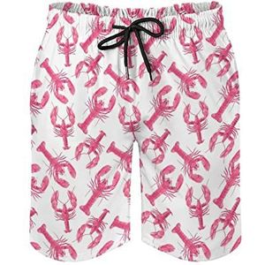 Roze kreeft heren zwembroek bedrukte boardshorts strandshorts badmode badpakken met zakken S