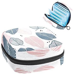Periode Pouch Draagbare Tampon Opbergtas,Tampon Houder voor Portemonnee Vrouwelijke Product Organizer,Bloemen Bladeren in Platte Stijl, Meerkleurig, 4.7x6.6x6.6 in/12x17x17 cm