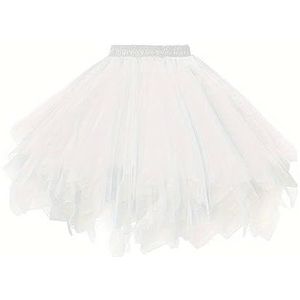Boolavard Volwassen Vrouwen 80's Tutu Rok Gelaagde Tule Petticoat Halloween Tutu, Wit, XXL/3XL