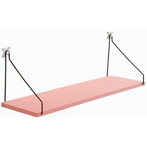 ZoTuoART Nordic Houten Wandplank Opbergrekken Planken Laden Scheidingswand Woonkamer Vereenvoudigde Stapels Muur Opknoping Puur Hout Drijvende Planken Roze 50 cm - L
