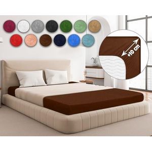 Sesto Senso Hoeslaken 160 x 200 cm, bruin, voor topper, badstof, met elastiek, 100% katoen