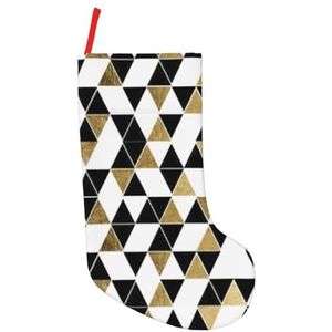 Mode Moderne Zwart Wit Goud Driehoeken Print Kerst Kousen,Vakantie Party Decoraties