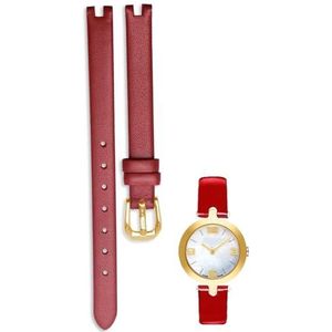 dayeer Koeienhuid lederen horlogeband voor Tissot Notched 1853 Flamenco Series T003/209 dameshorlogeketting (Color : Red Gold, Size : 10mm)