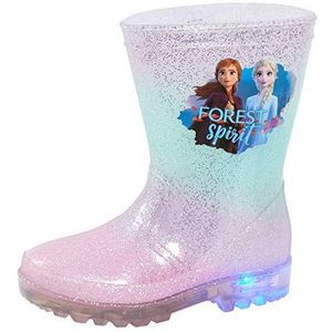 Disney Frozen 2 Meisjes Licht Up Wellington Laarzen Elsa Anna Knipperende Lichten Sneeuw Regen Regenlaarzen, Blauw, 11 UK Child