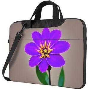 SSIMOO Wild White Daisy Flower Stijlvolle en lichtgewicht laptop messenger tas, handtas, aktetas, perfect voor zakenreizen, Paarse Bloem, 13 inch