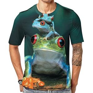 Red Eyed Tree Frog T-shirt met korte mouwen voor heren met ronde hals print casual T-shirt 4XL