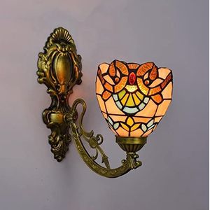 Tiffany -Stijl Wandlicht Wandlamp Getint Glas Vast Verlichtingslichtwandlamp Retro Decoratief Voor Gang Trap Woonkamer Badkamer Badkamer