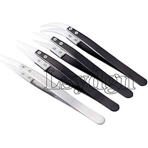 Keramische Pincet Set - Zwart, 4 Stuks - Precisie Pincetten Met Hoge Temperatuur en Corrosiebestendigheid Voor Elektronica, E-sigaret, Sieraden Maken en Laboratoriumwerk