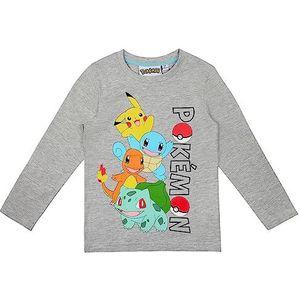 Fashion UK Pokémon Pikachu trui met lange mouwen voor jongens en meisjes, verschillende designs, katoen, lichtgrijs, 128 cm