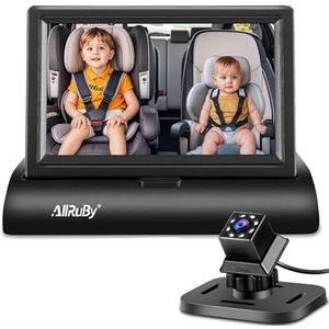 ALLRUBY Baby Auto Spiegel 1080P HD 4.3 ''Monitor Camera, Nachtzicht Veiligheid Autostoel Monitor Met Brede Kristalheldere View