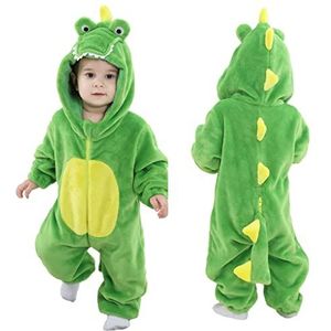 Doladola Unisex Kids & Peuters Kostuum Outfit Baby Jongens Meisjes Flanel Animal Hooded Rompertjes Jumpsuit(Krokodil, 6-12 maanden)
