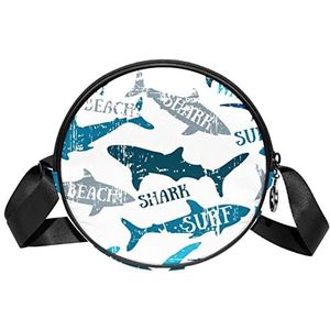 Ronde Crossbody Tas Strand Shark Messenger Bag Purse voor Vrouwen, Meerkleurig, 6.7x6.7x2.3 in, Sling Rugzakken