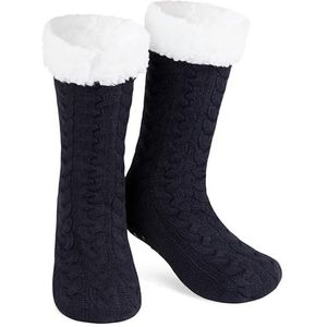 CityComfort Knuffelsokken voor dames, dikke wintersokken, antislip, warme huissokken, cadeau voor vrouwen en tieners, donkerblauw, Einheitsgröße