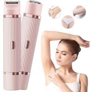 2-in-1 Elektrisch Scheerapparaat voor Dames met Dubbele Kop - Intiem Waterdicht Draadloos voor Vrouwen, Nat/Droog Epilator voor Gezicht