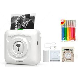printer, Mini Pocket Printers Bluetooth Fotoprinter(White Printer)