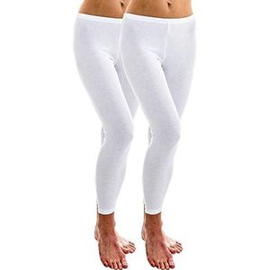 HERMKO 1720 2-pack dameslegging van 100% biologisch katoen, legging, wit, XL