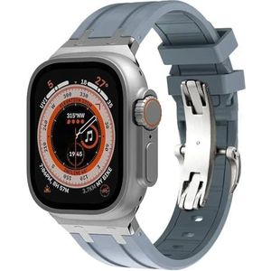 INSTR Rubberen Band Voor Apple Horloge Ultra 2 49mm Serie 9 8 7 45mm Zachte Sport Band Voor iWatch 6 5 4 SE 44mm 42mm Siliconen Armband(Color:Gray blue silver,Size:For 38mm 40mm 41mm)