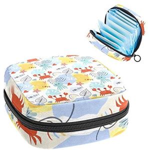 Periode Pouch Draagbare Tampon Opbergtas,Tampon Houder voor Portemonnee Vrouwelijke Product Organizer,Zee Dieren Kleurrijke, Meerkleurig, 4.7x6.6x6.6 in/12x17x17 cm