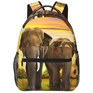 BTCOWZRV Olifant-Blauw BlackTravel Rugzakken voor Vrouwen Mannen, Lichtgewicht Canvas Dagrugzak Gepersonaliseerde Laptop Tas, Olifant wandelen, One Size