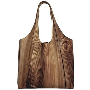 YNCATXZ Houtnerf canvas draagtas voor vrouwen esthetische boodschappentassen schoudertas herbruikbare boodschappentassen, Zwart, Eén maat