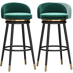 AADDFDD Barkrukken Bar Stoelen Stijlvolle Draaibare Barkrukken met Zwarte Benen Set van 2, Moderne Keuken Ontbijt Bar Stoel, Fluwelen Counter Hoge Barkruk, Zithoogte 65/75cm