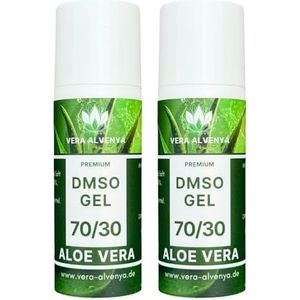 DMSO ALOE VERA GEL 70/30 origineel hooggedoseerd DMSO 99,9% zuiverheid met dimethysulfoxide 70% en aloë vera sap uit verse bladeren, 2 x 50 ml, Airless HDPE-tube, naturel