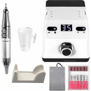 Wit,YXINHONGYUE Oplaadbare huishoudelijke mini -nagelmolen, met digitale display handheld draagbare elektrische nagelboorkit lage ruis geschikt voor het verwijderen en polijstengelnagels