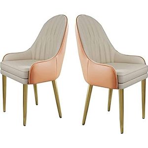 GEIRONV Eetkamerstoelen van imitatieleer Set van 2, moderne aanrechtstoelen woonkamer zijstoelen met dik kussen gouden metalen basisstoelen Eetstoelen (Color : D, Size : 90 * 47 * 53cm)