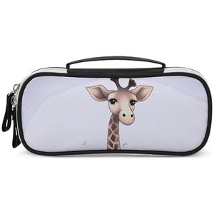 DWTJKMS Leuke Giraffe Lederen Make-uptas Draagbare Kleine Cosmetische Organizer Waterdichte Toilettassen Borstels Potloden En Reizen Make Up Accessoires