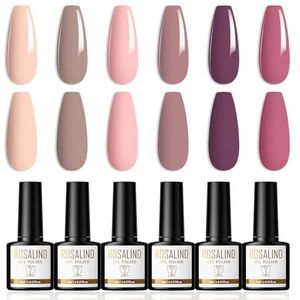 ROSALIND Gel Nagellak 6 Kleuren Shellac Set Roze Paars Nude Soak Off UV/LED Nail Art Manicure Gellak Gel Nail Polish 8ml