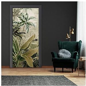 WallArena Deurbehang, zelfklevend, Amazonia, bosbladeren, 91 x 211 cm, eendelig, deurposter, fotobehang voor deur, woonkamer, keuken, badkamer, deurfolie, uv-bestendig, montageklaar