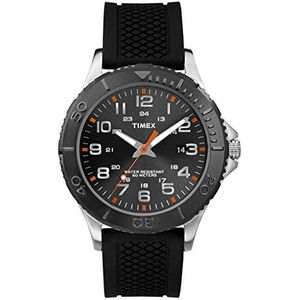 Timex Mannen analoog quartz horloge met siliconen band TW2P87200, Zwart, Mens Standard, Quartz horloge