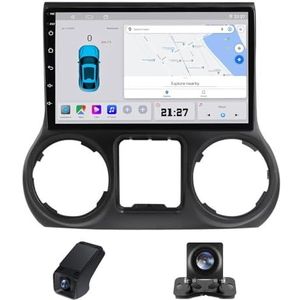 Android autoradio 2 Din geldt voor Jeep Wrangler 3 JK 2010-2018 met Draadloze Carplay Android Auto GPS Navi WiFi 9 inch met Bluetooth FM/RDS+ Achteruitrijcamera/Stuurwielbediening(C10)