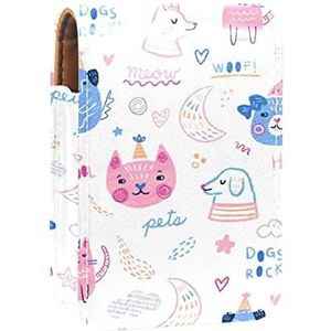 Kleurrijke Leuke Dieren Lipgloss Houder Lipstick Case Draagbare Mini Lipstick Opbergdoos Reizen Lipstick Organizer Case met Spiegel voor Vrouwen, Meerkleurig, 9.5x2x7 cm/3.7x0.8x2.7 in