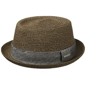 Stetson Robstown Toyo Pork Pie Strohoed Dames/Heren - zomer hoed zonnehoed voor Lente/Zomer - L (58-59 cm) bruin