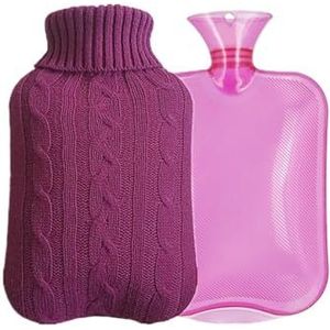 Warm Water Bag Gebreide Cover Pak Groot Acryl (WineRedpinkset)