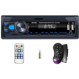 iFreGo 7 kleuren autoradio met Bluetooth Handsfree Kit, 1 Din Radio Bluetooth USB/TF/MP3 Speler/AUX in, FM-radio met Stuurwiel afstandsbediening/afstandsbediening, RDS, Fast Charge