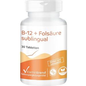 Vitamine B-12 + foliumzuur sublinguaal - 30 tabletten met acerola vitamine C + kersensmaak - methylcobalmin - hoge dosering - veganistisch - beschikbare supplementen uit Duitsland | Vitamintrend®